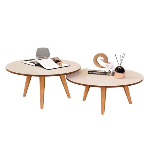 Kit Mesa Centro Off White/freijo