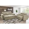 Conjunto de Sofá 3 e 2 Lugares Retrátil e Reclinável Cama Inbox Compact 2.00x1.50M Velusoft Bege - 1