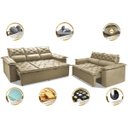 Ver imagem 3 de Conjunto de Sofá 3 e 2 Lugares Retrátil e Reclinável Cama Inbox Compact 2.00x1.50M Velusoft Bege