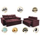 Ver imagem 3 de Conjunto de Sofá 3 e 2 Lugares Retrátil e Reclinável Cama Inbox Compact 2.00x1.50M Velusoft