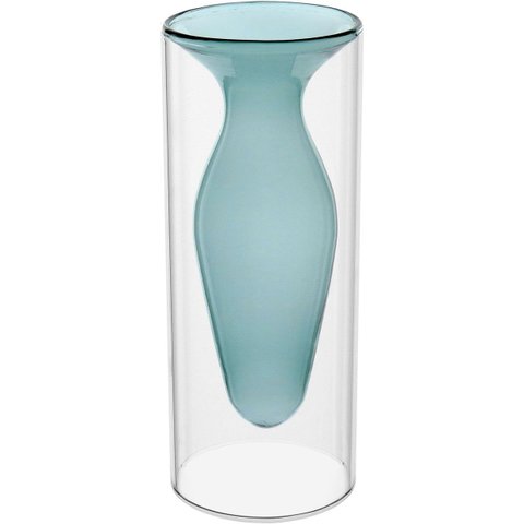 Vaso Decorativo de Borossilicato Verde 20x8x8cm Enfeite Sala Mesa Estante Flores