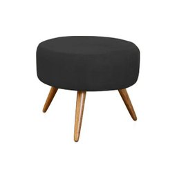Puff Puff Decorativo Lavínia Preto Redondo Pés Palito e Estampas - 1