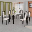 Ver imagem 1 de Conjunto de Mesa Tubular com 6 Cadeiras Lara Preto/Bege