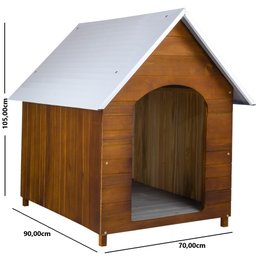 Casinha de Cachorro Telhado Galvanizado em Madeira Maciça N° 6 - Cerejeira - 2