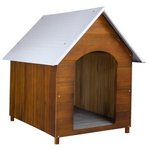 Casinha de Cachorro Telhado Galvanizado em Madeira Maciça N° 6 - Cerejeira
