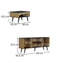 Ver imagem 3 de Conjunto Sala de Estar Tóquio 2 Peças, Rack para TV e Mesa Centro Cor Lamina Mel / Preto C00D1350MC