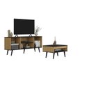 Ver imagem 4 de Conjunto Sala de Estar Tóquio 2 Peças, Rack para TV e Mesa Centro Cor Lamina Mel / Preto C00D1350MC