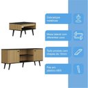 Ver imagem 5 de Conjunto Sala de Estar Tóquio 2 Peças, Rack para TV e Mesa Centro Cor Lamina Mel / Preto C00D1350MC