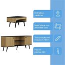 Ver imagem 5 de Conjunto Sala de Estar Tóquio 2 Peças, Rack para TV e Mesa Centro Cor Lamina Mel / Preto C00D1350M