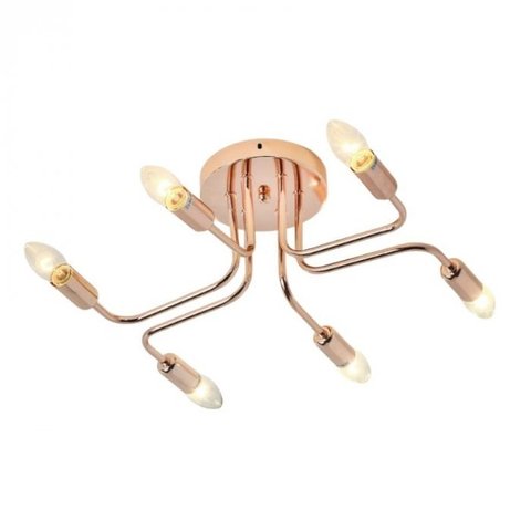 Plafon de Sobrepor Bivolt 54x43x16cm Metal Rose 6xe27 - Sindora Iluminação Dcx01321-6-e27