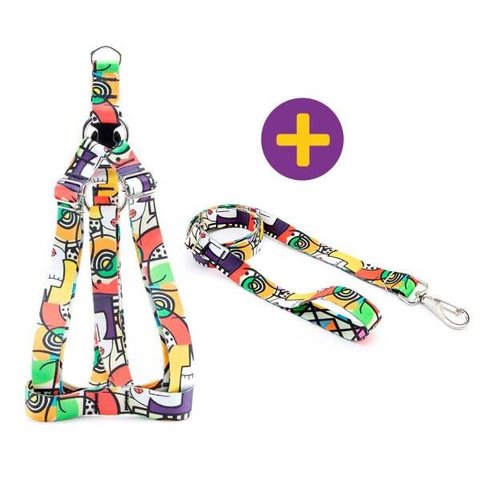 Peitoral e Guia Smooty Pet Abstrata M kit