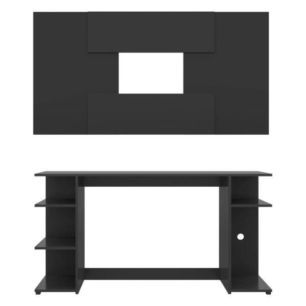 Mesa Gamer Escrivaninha com Painel Tv 65 Polegadas Guilda Multimóveis Preta - 6