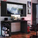 Ver imagem 1 de Mesa Gamer Escrivaninha com Painel Tv 65 Polegadas Guilda Multimóveis Preta