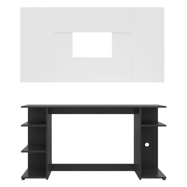 Mesa Gamer Escrivaninha com Painel Tv 65 Polegadas Guilda Multimóveis Preto/Branco - 6