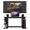 Mesa Gamer com Painel e Suporte Tv 65 Polegadas Guilda Multimóveis Preto/Madeirado - 5