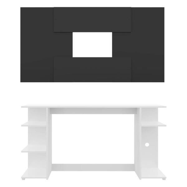 Mesa Gamer Escrivaninha com Painel Tv 65 Polegadas Guilda Multimóveis Branco/Preto - 6