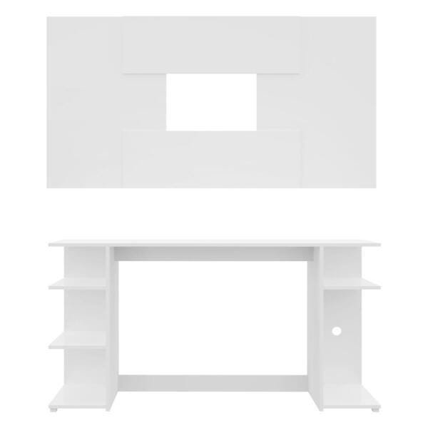 Mesa Gamer Escrivaninha com Painel Tv 55" Guilda Multimóveis Branca - 6