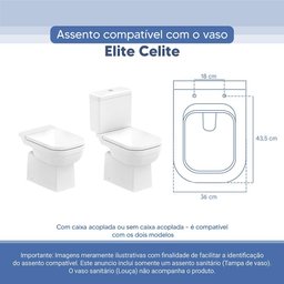 Assento Sanitário Tampa de Vaso Branco Resina Poliester Elite para Bacia Celite - 3