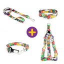 Ver imagem 1 de Coleira Peitoral Guia e Cinto de Segurança Smooty Pet Abstrata M kit