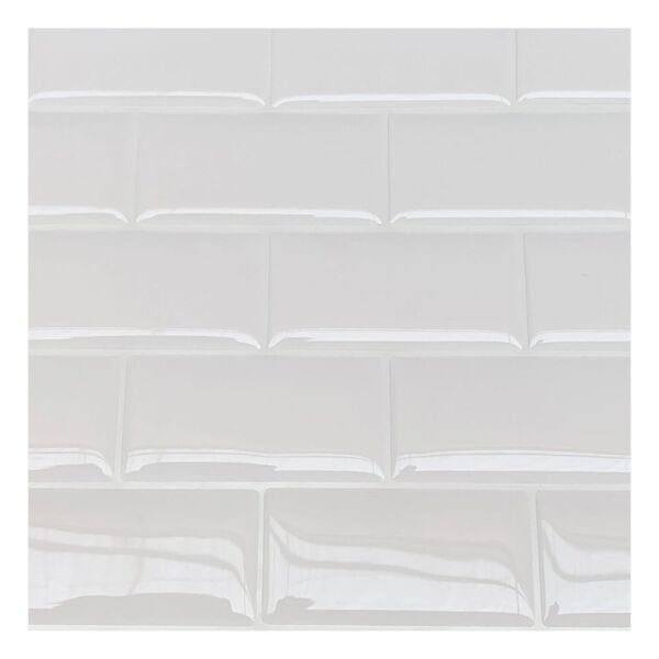 Pastilha Adesiva Resinada Tijolinho Branco Kit 4 Placas Adesivo 3 M - 8