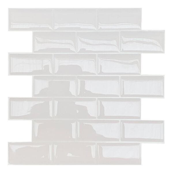Pastilha Adesiva Resinada Tijolinho Branco Kit 4 Placas Adesivo 3 M - 1