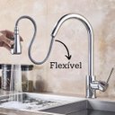 Ver imagem 5 de Torneira Cozinha Prateada Moderna Monocomando Gourmet Luxo