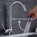 Ver imagem 3 de Torneira Cozinha Prateada Moderna Monocomando Gourmet Luxo