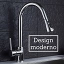 Ver imagem 4 de Torneira Cozinha Prateada Moderna Monocomando Gourmet Luxo