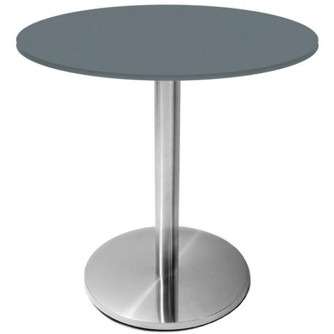 Mesa Beta Inox 75 Cm (altura) Disco Redondo Tampo Mdp Redondo 80 Cm (larg) X 2,50 Cm (alt) Grafito