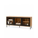 Ver imagem 1 de Rack para TV até 55" 3 Portas com Vidro Vitria 135 cm - Mel c/ Preto