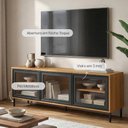 Ver imagem 2 de Rack para TV até 55" 3 Portas com Vidro Vitria 135 cm - Mel c/ Preto