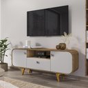 Ver imagem 2 de Rack Noronha Tv 55 Polegadas com Pés de Madeira Maciça Cinamomo/off White Cinamomo/off White