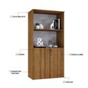 Ver imagem 3 de Armário Alto Estante com 02 Portas 161,5x80x42cm Wlae80 Lâmina Mel - Branco