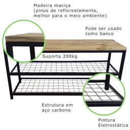 Sapateira Banco Strassis Design Sd-5001-1metro Preta - 7