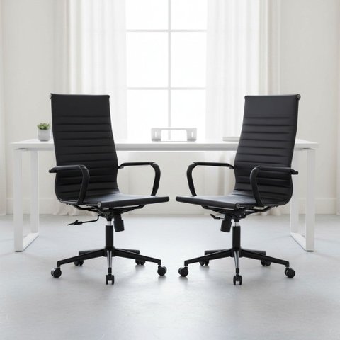 Kit 2 Cadeiras para Escritório Giratórias Presidente Manhattan Black Fratini