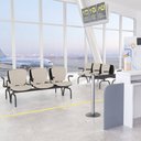 Ver imagem 2 de Cadeira Longarina 3 Lugares Aeroporto Recepção Preto Baixa Flexi P03 Vinil Bege - lyam Lyam Decor