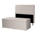 Ver imagem 1 de Kit Cabeceira e Calçadeira Baú Casal Queen 1,60m Berlim Suede Bege Dal Poz Estofados