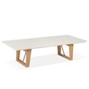 Ver imagem 1 de Mesa de Centro Sara Universum Retangular 140 cm Off White Madeira Amêndoa com Metalizado Dourado