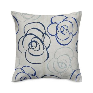 Capa de almofada VivaIN floral azul e cru