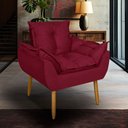 Ver imagem 1 de Poltrona Opala para Sala Clínica Salão Pés de Madeira Suede Bordo