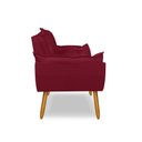 Ver imagem 4 de Poltrona Opala para Sala Clínica Salão Pés de Madeira Suede Bordo