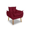 Ver imagem 2 de Poltrona Opala para Sala Clínica Salão Pés de Madeira Suede Bordo