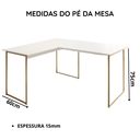 Ver imagem 5 de Mesa em L Grande para Escritório Home Office Max 150x150 cm - Branco/Dourado