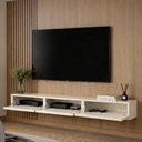 Ver imagem 2 de Rack Aparador Suspenso 3 Portas Linea Off White para TV'S até 75 Polegadas 160cm
