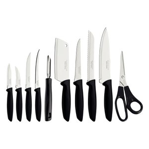 Jogo de Facas Plenus com Laminas em Aco Inox e Cabos de Polipropileno Preto 10 Pecas