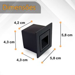 2 Balizador para Embutir Parede Preto Mini Led Externo Lup76 - 8