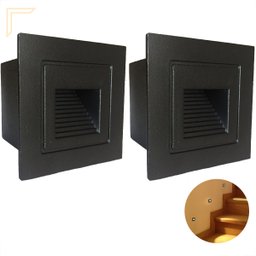2 Balizador Para Embutir Parede Preto Mini Led Externo Lup76 - 3