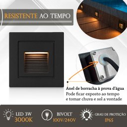 2 Balizador para Embutir Parede Preto Mini Led Externo Lup76 - 6