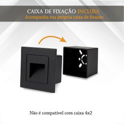 2 Balizador para Embutir Parede Preto Mini Led Externo Lup76 - 10