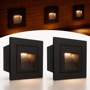 2 Balizador para Embutir Parede Preto Mini Led Externo Lup76